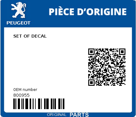 Product image: Peugeot - 800955 - SET OF DECAL  0