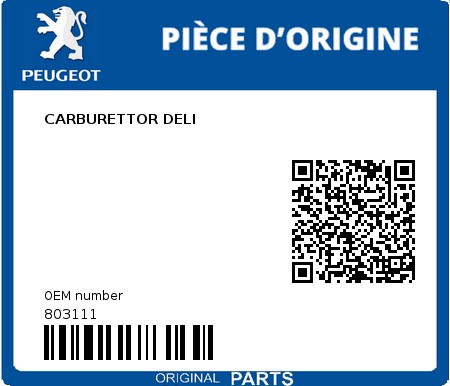 Product image: Peugeot - 803111 - CARBURETTOR DELI  0