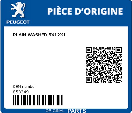 Product image: Peugeot - 853349 - PLAIN WASHER 5X12X1  0