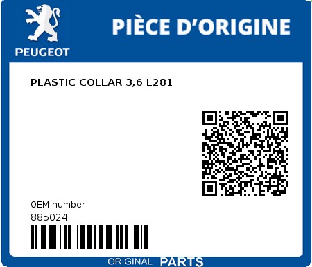 Product image: Peugeot - 885024 - PLASTIC COLLAR 3,6 L281  0