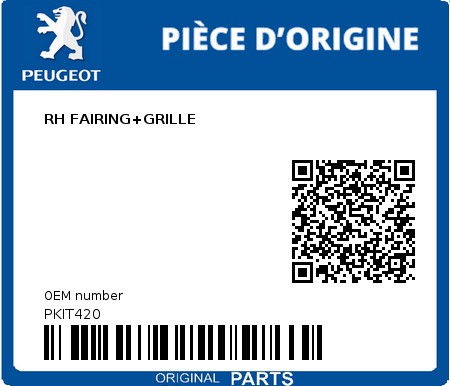 Product image: Peugeot - PKIT420 - RH FAIRING+GRILLE  0