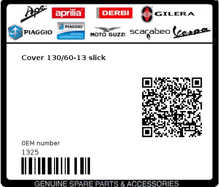Product image: Beta - 1325 - Cover 130/60-13 slick  0
