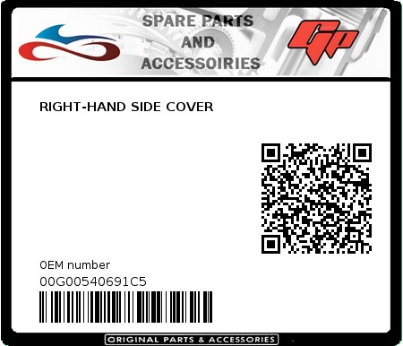 Product image: Derbi - 00G00540691C5 - RIGHT-HAND SIDE COVER  0