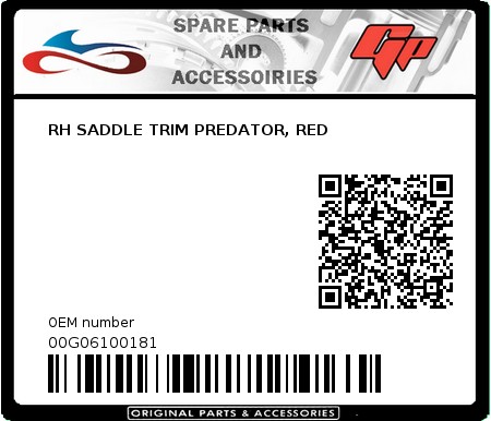 Product image: Derbi - 00G06100181 - RH SADDLE TRIM PREDATOR, RED  0