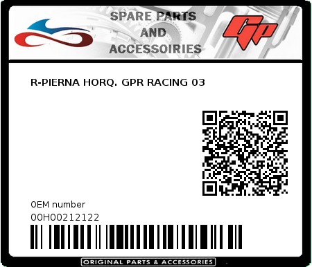 Product image: Derbi - 00H00212122 - R-PIERNA HORQ. GPR RACING 03  0