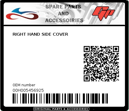 Product image: Derbi - 00H005456925 - RIGHT HAND SIDE COVER  0