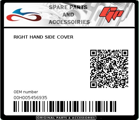 Product image: Derbi - 00H005456935 - RIGHT HAND SIDE COVER  0