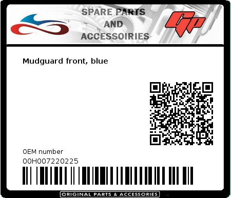 Product image: Derbi - 00H007220225 - Mudguard front, blue  0