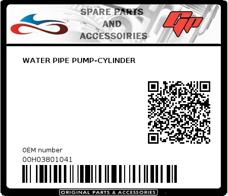 Product image: Derbi - 00H03801041 - WATER PIPE PUMP-CYLINDER   0