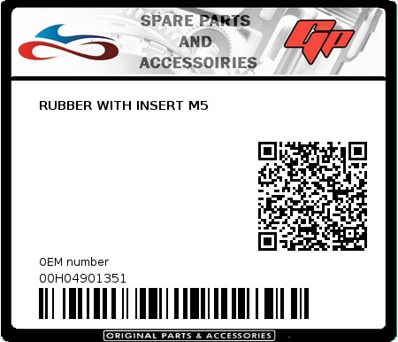 Product image: Derbi - 00H04901351 - RUBBER WITH INSERT M5   0