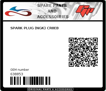 Product image: Derbi - 638853 - SPARK PLUG (NGK) CR8EB  0