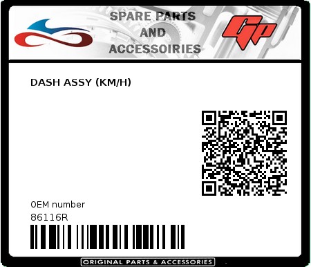 Product image: Derbi - 86116R - DASH ASSY (KM/H)  0