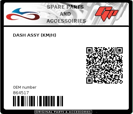 Product image: Derbi - 864517 - DASH ASSY (KM/H)  0