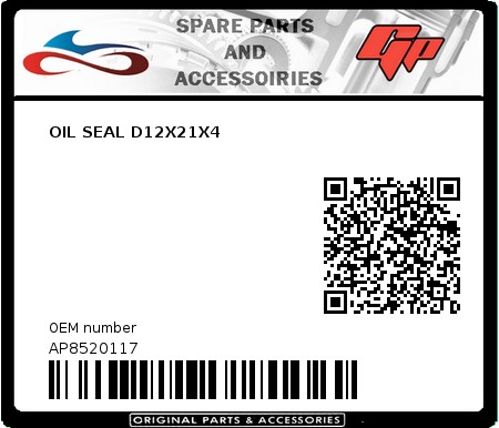 Product image: Derbi - AP8520117 - OIL SEAL D12X21X4  0