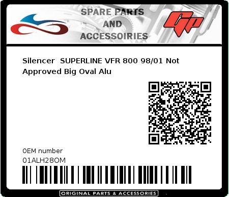 Product image: Marving - 01ALH28OM - Silencer  SUPERLINE VFR 800 98/01 Not Approved Big Oval Alu  