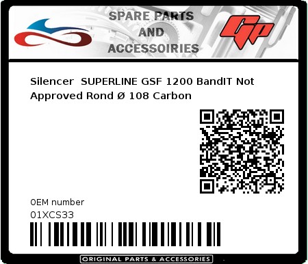 Product image: Marving - 01XCS33 - Silencer  SUPERLINE GSF 1200 BandIT Not Approved Rond Ø 108 Carbon  
