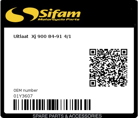 Product image: Sifam - 01Y3607 - Uitlaat  Xj 900 84-91 4/1 