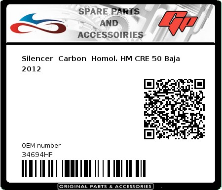 Product image: Giannelli - 34694HF - Silencer  Carbon  Homol. HM CRE 50 Baja 2012   