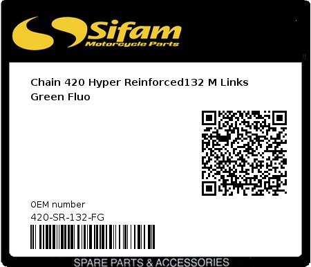 Product image: Sifam - 420-SR-132-FG - Chain 420 Hyper Reinforced132 M Links Green Fluo 