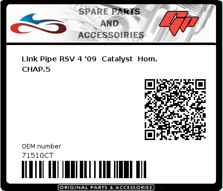 Product image: Giannelli - 71510CT - Link Pipe RSV 4 '09  Catalyst  Hom. CHAP.5   