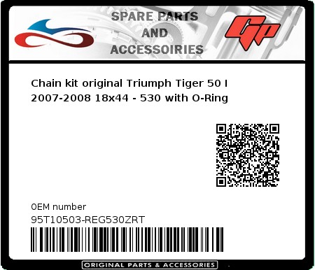 Product image: Regina - 95T10503-REG530ZRT - Chain kit original Triumph Tiger 50 I 2007-2008 18x44 - 530 with O-Ring 
