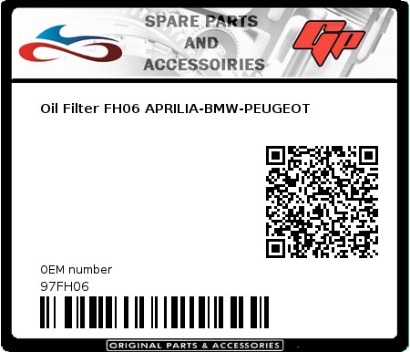 Product image: Athena - 97FH06 - Oil Filter FH06 APRILIA-BMW-PEUGEOT 