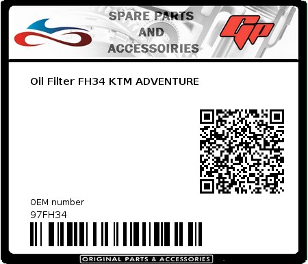 Product image: Athena - 97FH34 - Oil Filter FH34 KTM ADVENTURE 