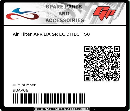 Product image: Athena - 98AP06 - Air Filter APRILIA SR LC DITECH 50 