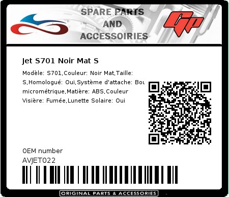 Product image: S-Line - AVJET022 - Jet S701 Noir Mat S  0