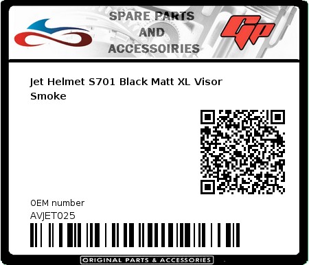 Product image: S-Line - AVJET025 - Jet Helmet S701 Black Matt XL Visor Smoke    0