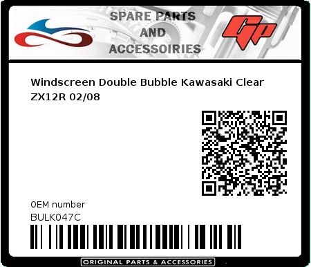 Product image: Fabbri - BULK047C - Windscreen Double Bubble Kawasaki Clear ZX12R 02/08   