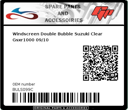 Product image: Fabbri - BULS099C - Windscreen Double Bubble Suzuki Clear Gsxr1000 09/10   