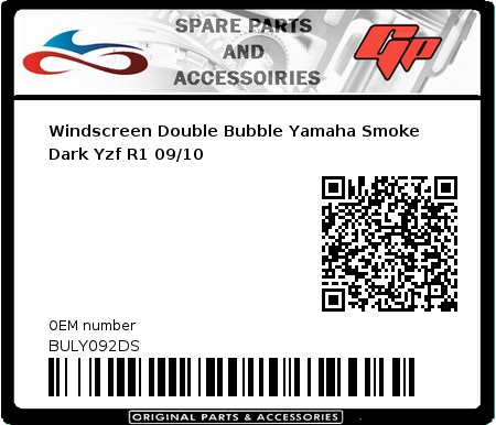 Product image: Fabbri - BULY092DS - Windscreen Double Bubble Yamaha Smoke Dark Yzf R1 09/10   