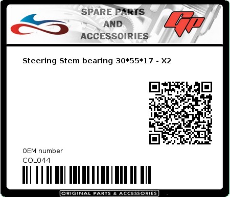 Product image: Athena - COL044 - Steering Stem bearing 30*55*17 - X2 