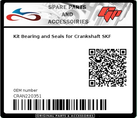 Product image: Skf - CRAN220351 - Kit Bearing and Seals for Crankshaft SKF 