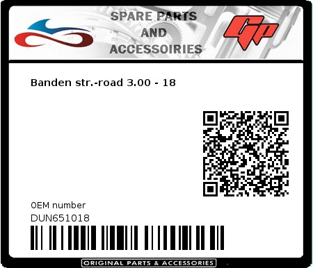 Product image: Dunlop - DUN651018 - Banden str.-road 3.00 - 18  0