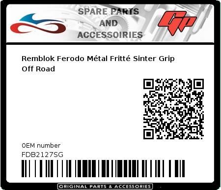 Product image: Ferodo - FDB2127SG - Remblok Ferodo Sinter metal Grip Off Road 