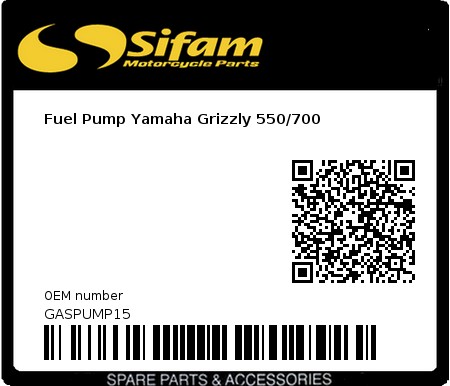 Product image: Sifam - GASPUMP15 - Fuel Pump Yamaha Grizzly 550/700 