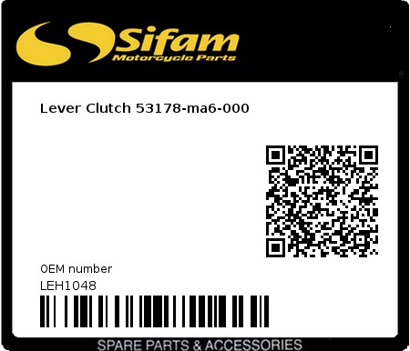 Product image: Sifam - LEH1048 - Lever Clutch 53178-ma6-000    