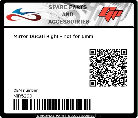 Product image: Far - MIR5290 - Mirror Ducati Right - not for 6mm   