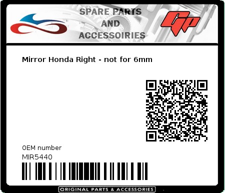 Product image: Far - MIR5440 - Mirror Honda Right - not for 6mm    0