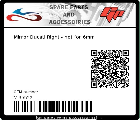 Product image: Far - MIR5522 - Mirror Ducati Right - not for 6mm   