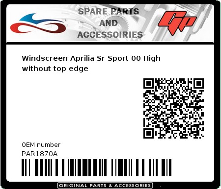 Product image: Fabbri - PAR1870A - Windscreen Aprilia Sr Sport 00 High without top edge  