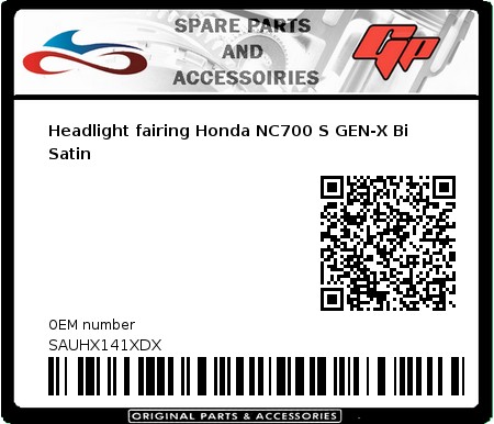 Product image: Fabbri - SAUHX141XDX - Headlight fairing Honda NC700 S GEN-X Bi Satin   