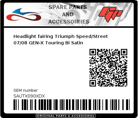 Product image: Fabbri - SAUTX090XDX - Headlight fairing Triumph Speed/Street 07/08 GEN-X Touring Bi Satin 