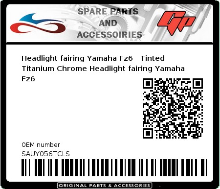 Product image: Fabbri - SAUY056TCLS - Headlight fairing Yamaha Fz6   Tinted Titanium Chrome Headlight fairing Yamaha Fz6  