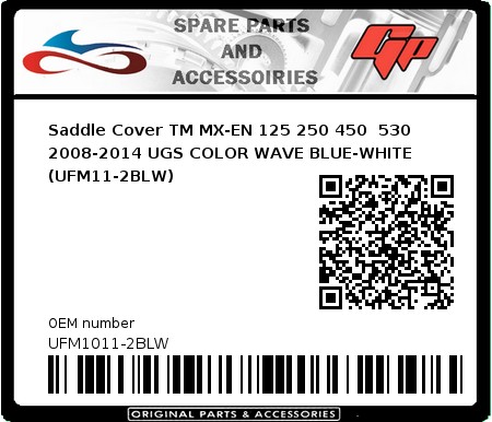 Product image: CrossX - UFM1011-2BLW - Saddle Cover TM MX-EN 125 250 450  530 2008-2014 UGS COLOR WAVE BLUE-WHITE (UFM11-2BLW) 