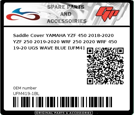 Product image: Crossx - UFM419-1BL - Saddle Cover YAMAHA YZF 450 2018-2020 YZF 250 2019-2020 WRF 250 2020 WRF 450 19-20 UGS WAVE BLUE (UFM419-1BL) 