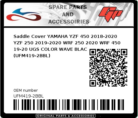 Product image: Crossx - UFM419-2BBL - Saddle Cover YAMAHA YZF 450 2018-2020 YZF 250 2019-2020 WRF 250 2020 WRF 450 19-20 UGS COLOR WAVE BLACK-BLUE (UFM419-2BBL) 