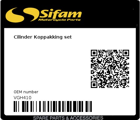 Product image: Sifam - VGH410 - Cilinder Koppakking set 